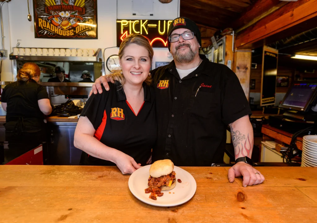 Jason and Tara Beam with the Roadhouse Diner in Great Falls